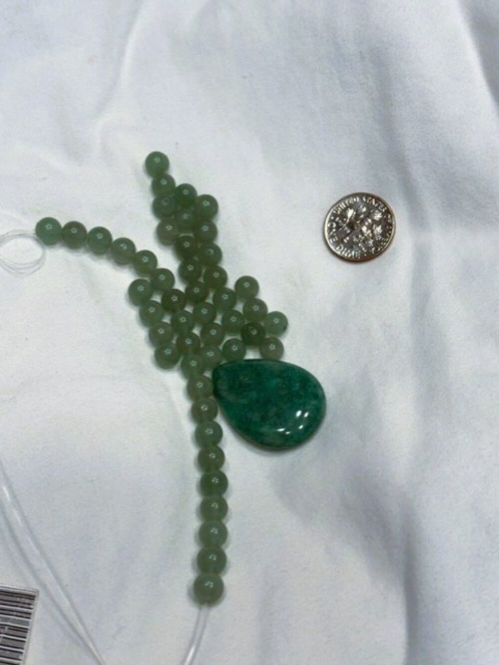 Round green fluorite and pear shape aventurine beads